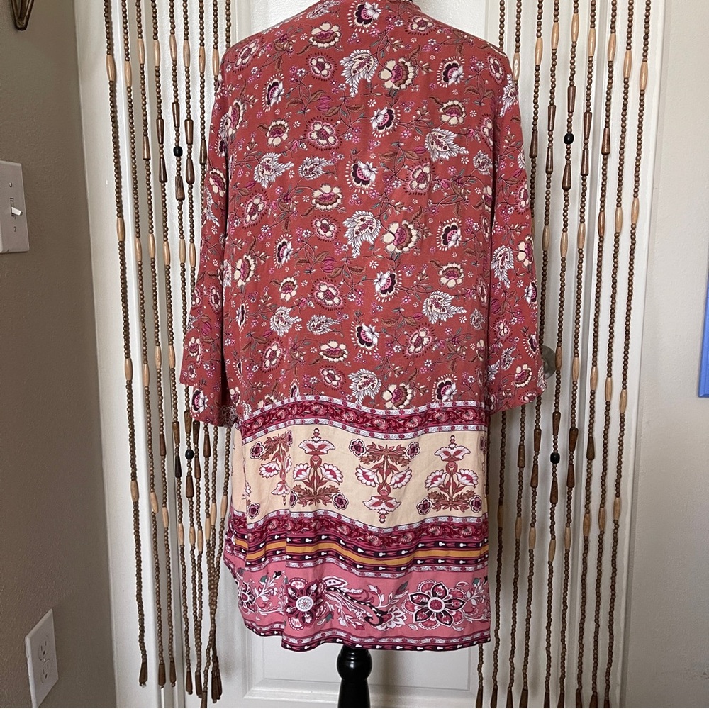 Knox Rose Boho Kimono Cover Up Womens Rose/Cream XL - Picture 3 of 12